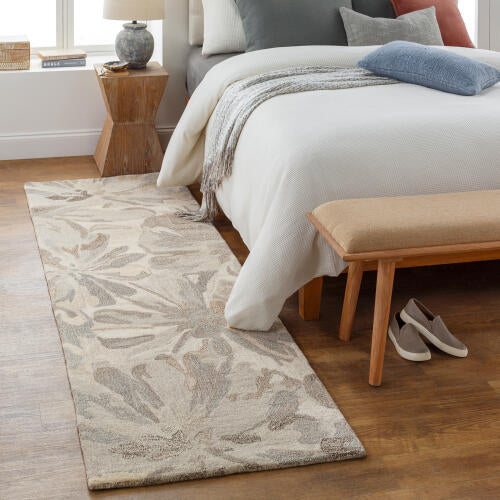 Athena handgemaakt wollen bloementapijt — Taupe | ATH-5150 - colour & pattern