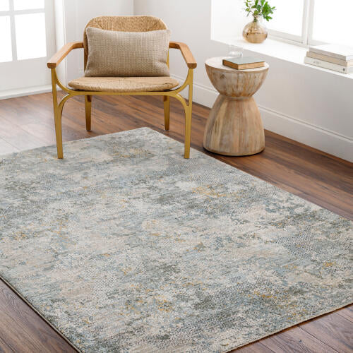 Livabliss Dresden machinaal geweven vloerkleed — Zacht teal / taupe | DRE-2302