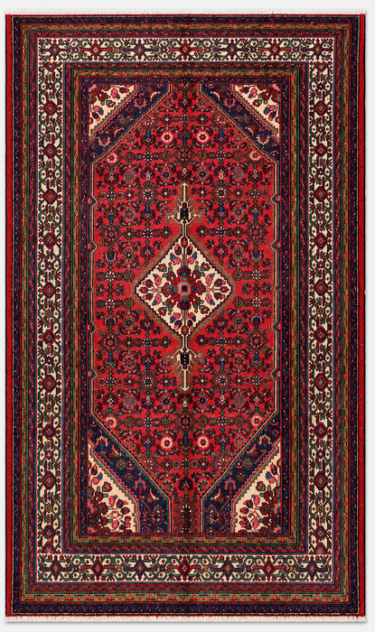 Handmade Persian Wool Area Rug 7x10 - Red Medallion Persian Style Rug - Exact Size 10'2" x 6'10" - KBHM-993