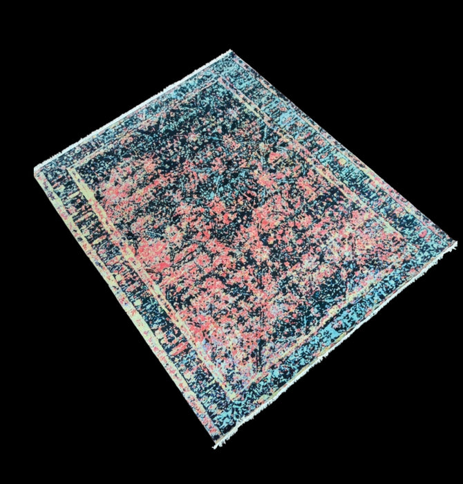 8x10ft. Hand knotted carpet,Modern transistional design ,Teal Blue