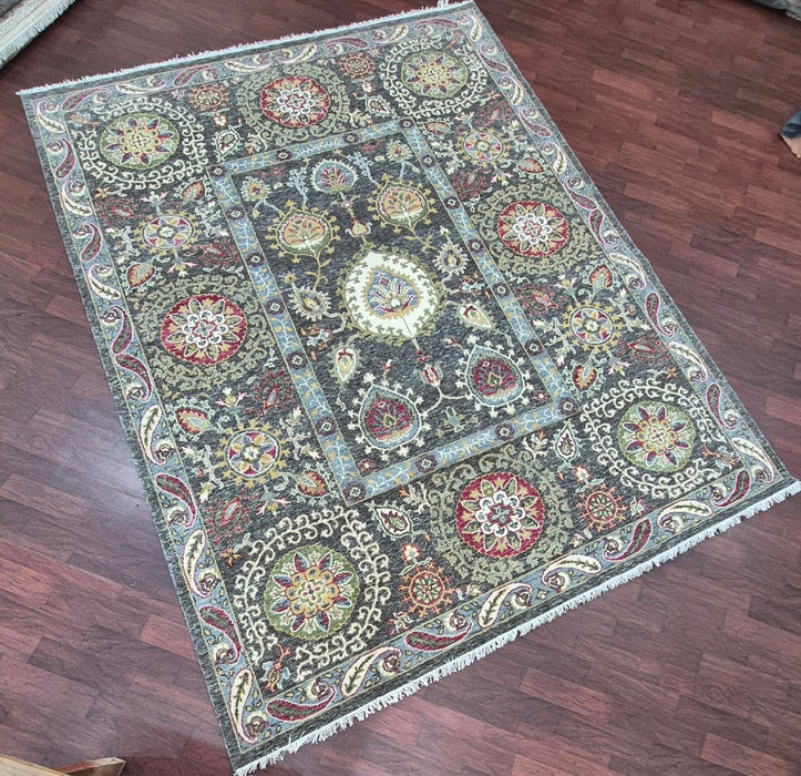 9x12 ft. Hand knotted carpet ,Oriental design ,pure hand spun wool ,Charcoal grey