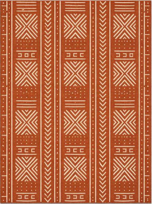 Terracotta tribaal gestreept binnen/buiten polyester vloerkleed – 244 x 335 cm
