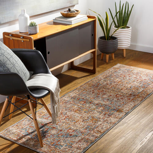 Livabliss Mirabel machinaal geweven vloerkleed — Roest / Blauw | MBE-2310 - colour & pattern