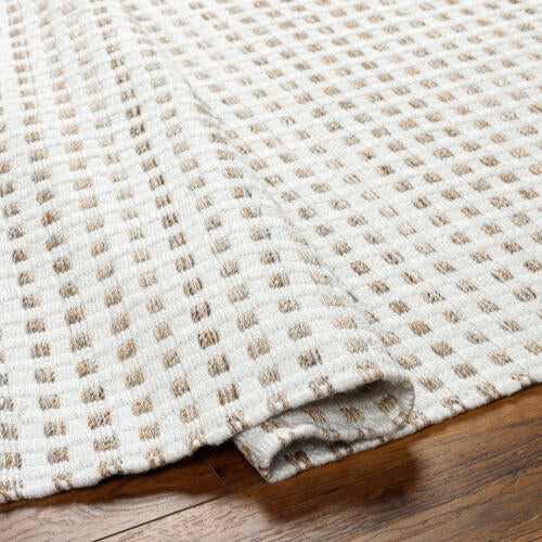Ariel Handgeweven PET-vloerkleed — Wit / Taupe | AIL-2301 - construction