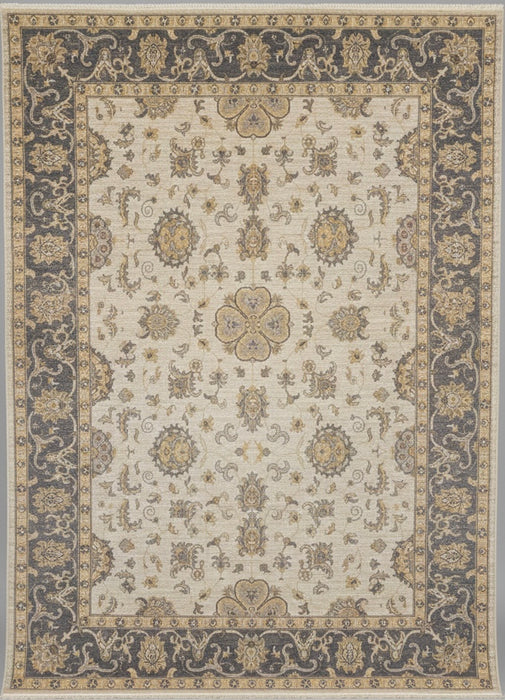 Handgeknoopt Chobi wollen tapijt – Beige & Grijze rand – 8' x 10'