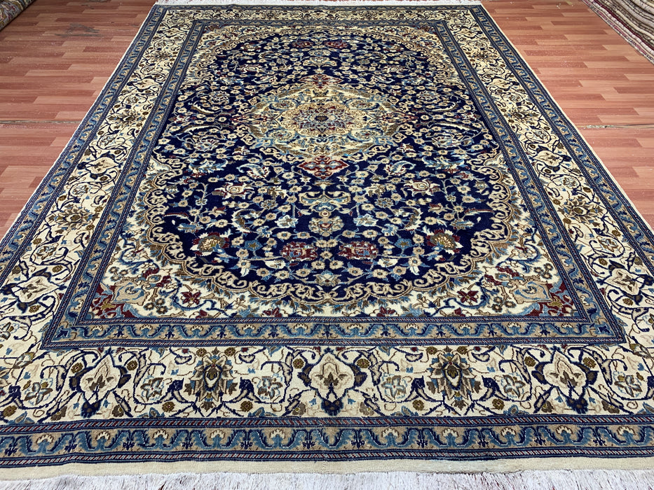 8'x10' Hand-Knotted Chobi Navy/Ivory Area Rug – KB Rugs