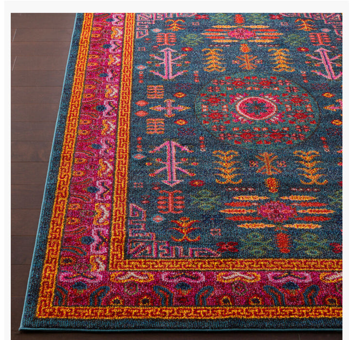 Anika Machine Woven Rug — Teal / Orange | ANI-1005