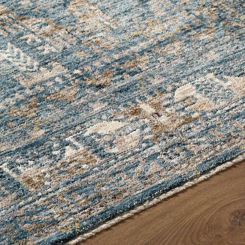 Livabliss Mirabel machinaal geweven vloerkleed — Denim / Camel | MBE-2301