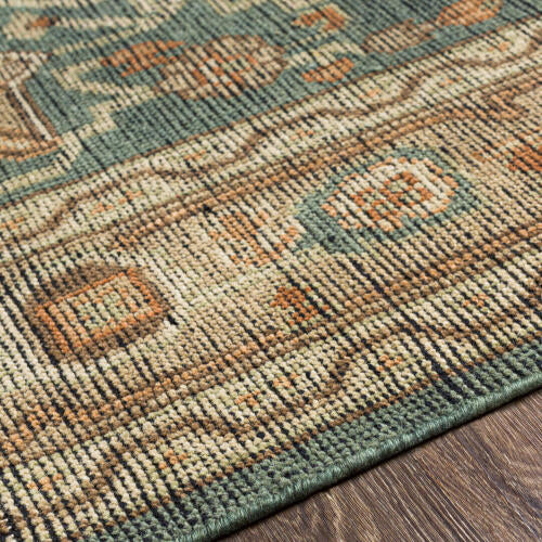 Reign Handgemaakt Wollen Vloerkleed — Medaillonontwerp in Blauwgroen & Terracotta | REG-2304