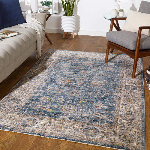 Livabliss Mirabel Machinaal Geweven Vloerkleed — Blauw / Beige | MBE-2305 - colour & pattern