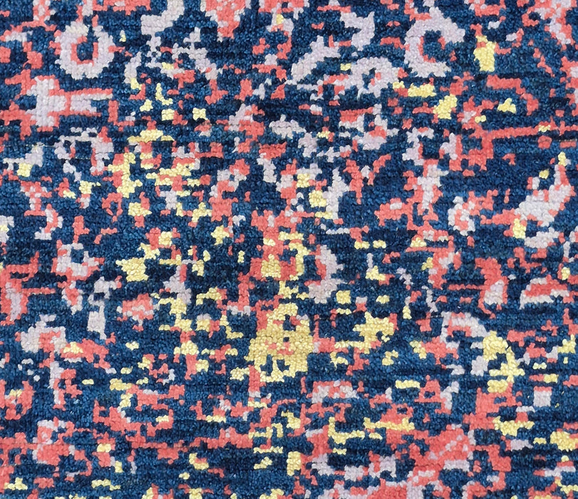 8x10 ft, handgeknoopt tapijt van wol en bamboezijde, modern design, kleur navy