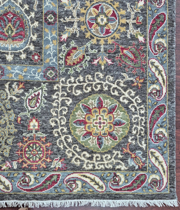 9x12 ft. Hand knotted carpet ,Oriental design ,pure hand spun wool ,Charcoal grey
