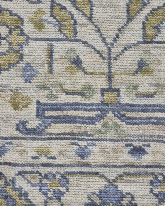 8x10ft, Hand knotted Oriental Heriz design  pure handspun wool carpet Ivory /Ivory colour