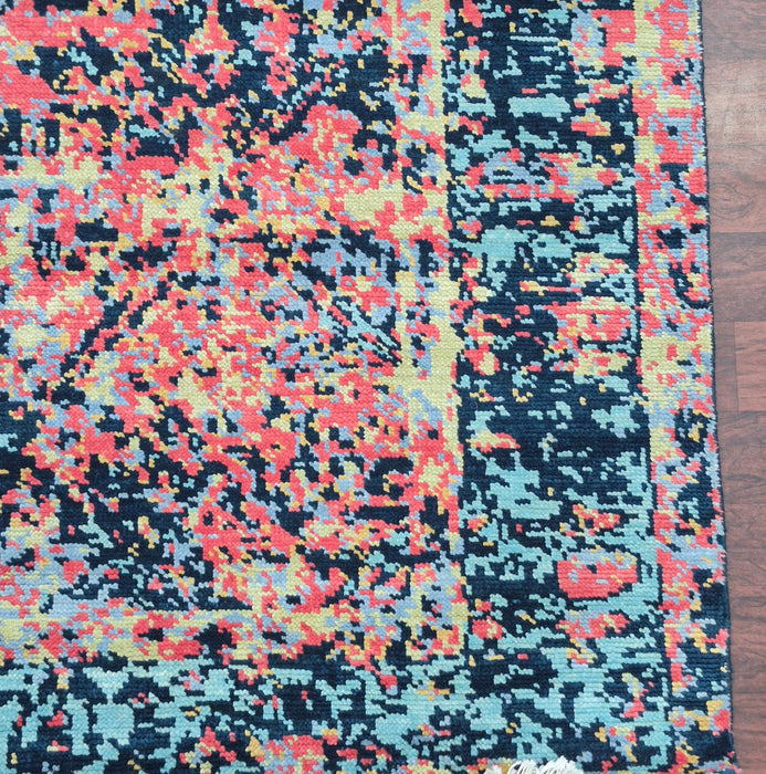 8x10ft. Hand knotted carpet,Modern transistional design ,Teal Blue
