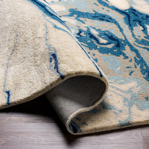 Kavita Handgemaakt Vloerkleed — Marineblauw / Lichtbeige | KVT-2315 - construction