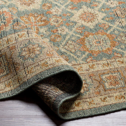 Reign Handmade Wool Rug — Teal / Terracotta Vintage Medallion | REG-2308