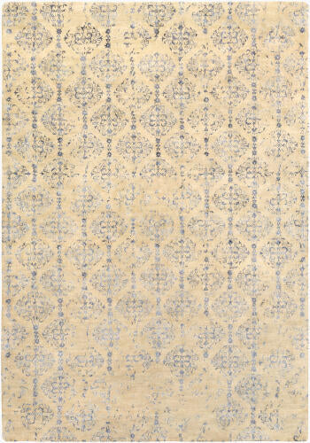 Banshee Handgemaakt Vloerkleed van Wol & Viscose — Donkerblauw / Lichtbeige | BAN-3315 - performance