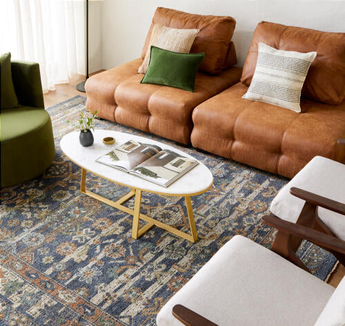 Reign Handmade Wool & Viscose Rug — Gray & Amber Medallion Pattern | REG-2324