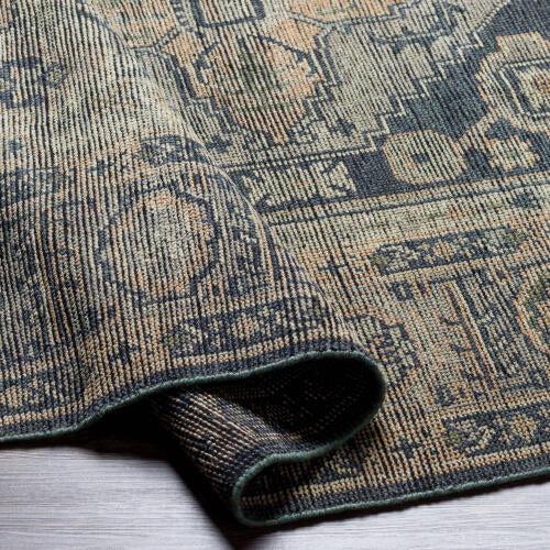 Reign handgemaakt wollen vloerkleed — Marineblauw / Taupe | REG-2309 - construction