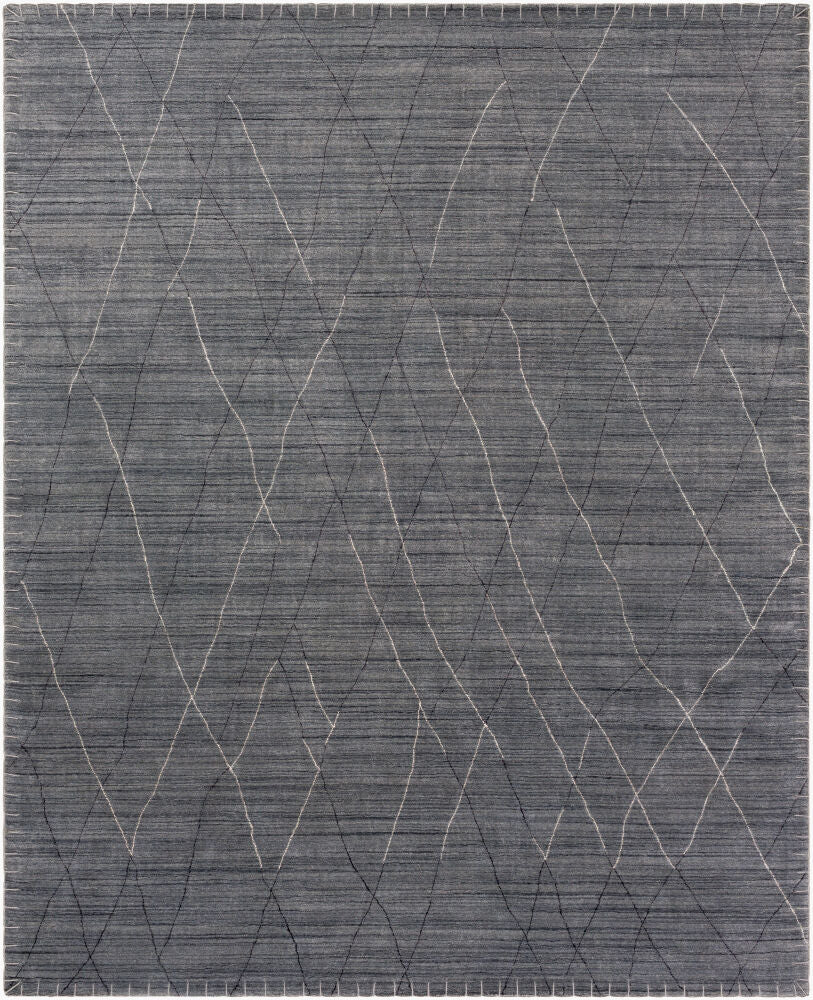 Arlequin handgemaakt wollen & viscose vloerkleed — Charcoal | ARQ-2300 - performance