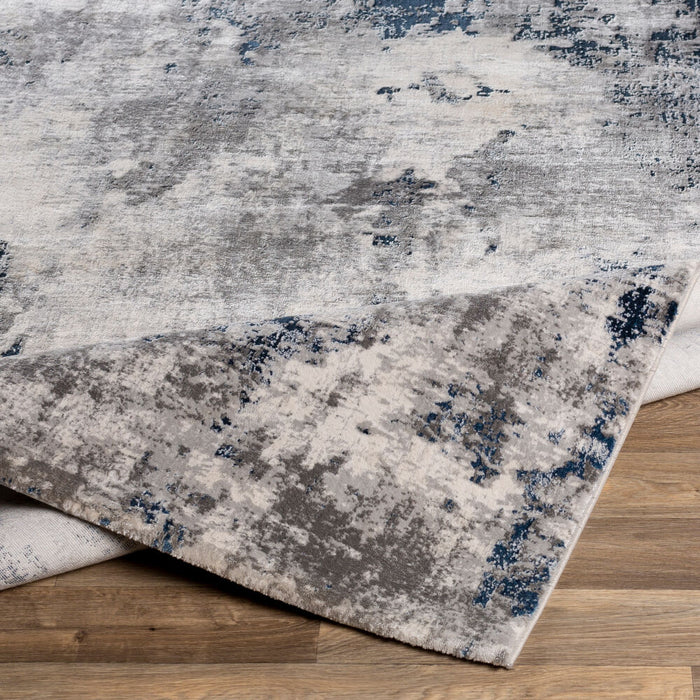 Aisha Machinaal Geweven Vloerkleed — Antraciet / Blauw | AIS-2314