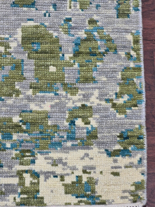 5x8ft, handgeknoopt tapijt, modern design, zuivere wol, grijze kleur
