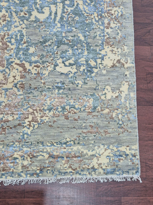 5x8ft, Hand knotted carpet Modern design Pure wool Grey colour