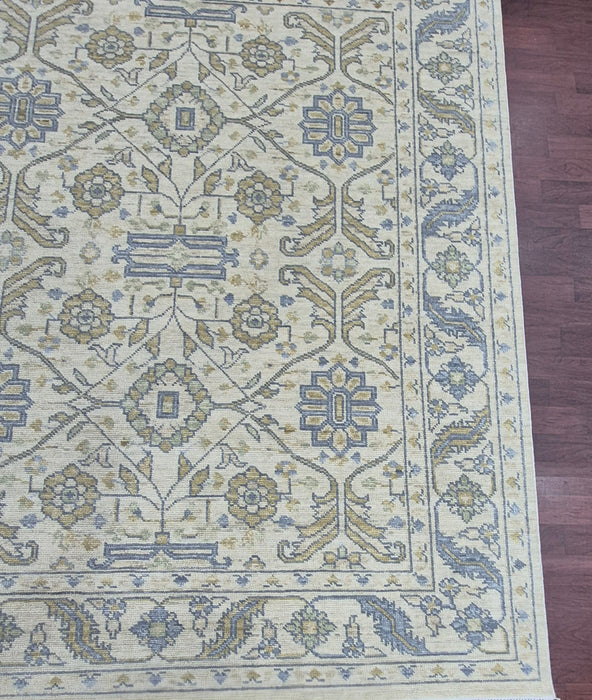 8x10ft, Hand knotted Oriental Heriz design  pure handspun wool carpet Ivory /Ivory colour