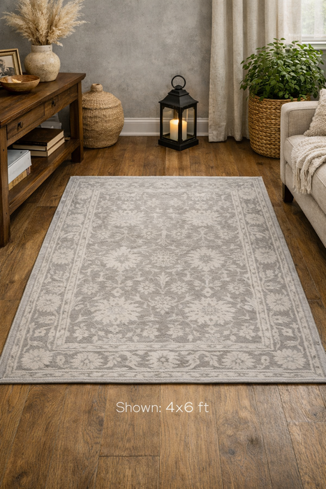 4'x6' Handgetuft tapijt van Nepalese wol - Neutraal