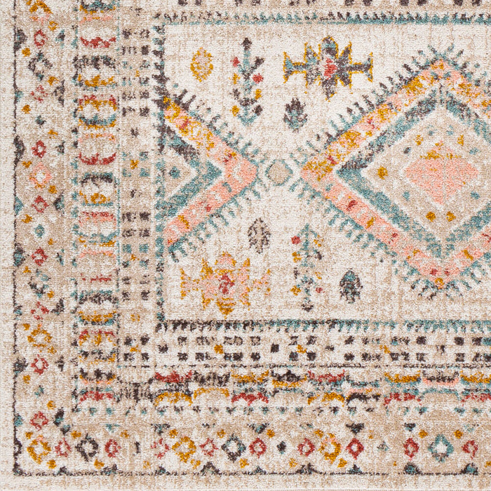 Ankara Machinaal Geweven Vloerkleed — Ivoor / Roze Salie Multi | AKR-2336