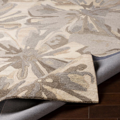 Athena handgemaakt wollen bloementapijt — Taupe | ATH-5150 - construction