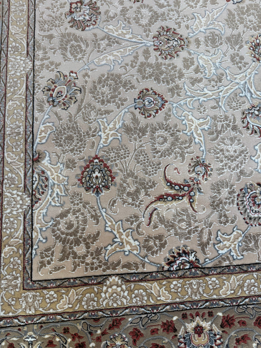 Luxe Perzisch machinaal vervaardigd tapijt – Beige / Roestkleurige bloemenrand – 215 x 305 cm