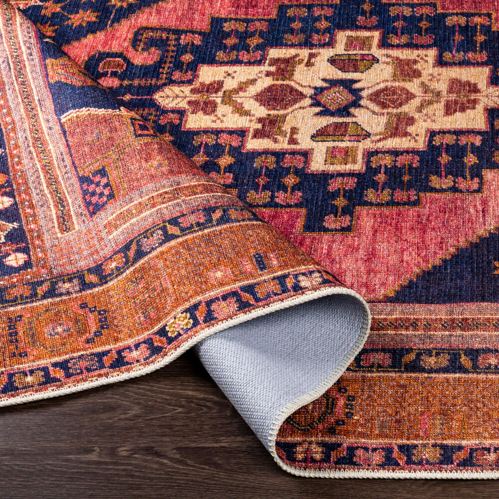 Amelie Machinewasbaar Vloerkleed — Roze / Roestoranje | AML-2347 - construction