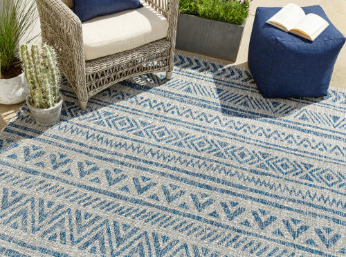 Livabliss Eagean Machinaal Geweven Vloerkleed — Blauw / Taupe | EAG-2306