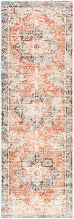 Amelie Machinewasbaar Vloerkleed — Roest / Lichtblauw | AML-2309