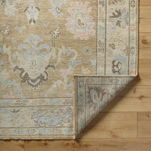 Reign Handgemaakt Wollen & Viscose Vloerkleed — Zacht Goud & Pastel Motieven | REG-2316 - construction