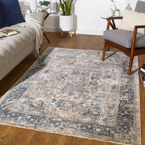 Livabliss Mirabel machinaal geweven vloerkleed — Taupe / Denim | MBE-2312 - colour & pattern