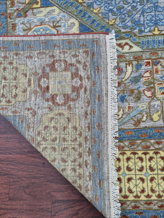 8x10ft. Hand knotted Carpet, Blue /Gold