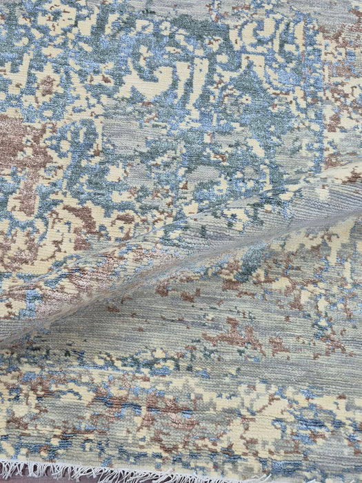 5x8ft, Hand knotted carpet Modern design Pure wool Grey colour