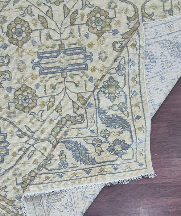 8x10ft, Hand knotted Oriental Heriz design  pure handspun wool carpet Ivory /Ivory colour