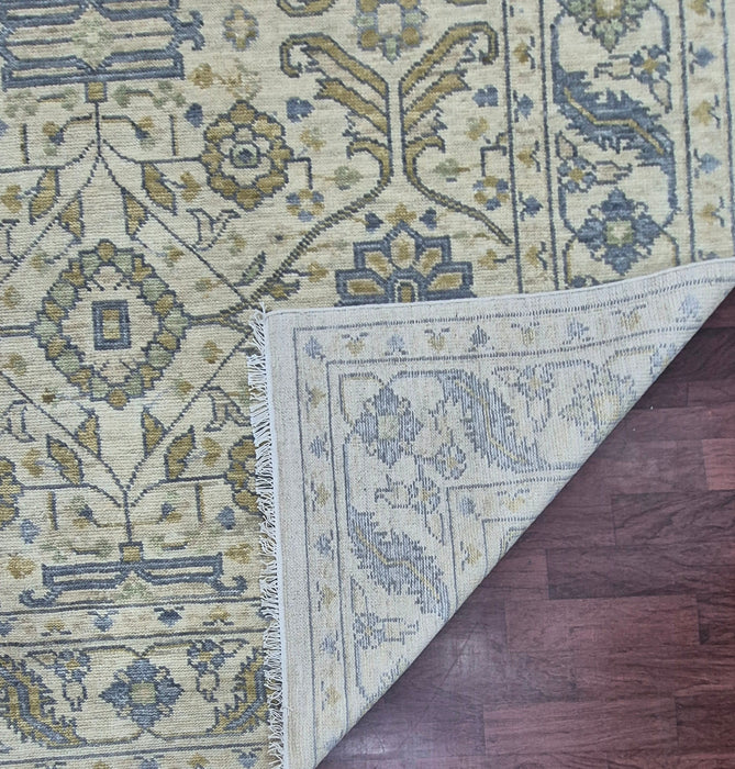 8x10ft, Hand knotted Oriental Heriz design  pure handspun wool carpet Ivory /Ivory colour