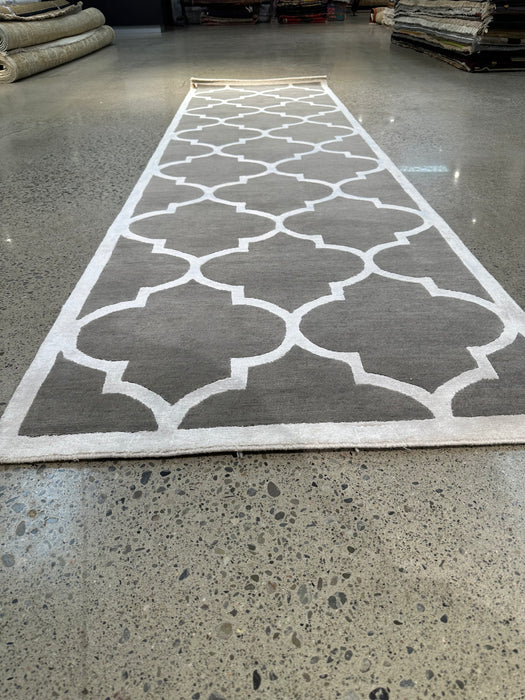 84 cm x 302 cm modern handgeknoopt Indiaas zijden/wollen vloerkleed