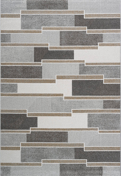 8'x10' Power-Loomed Modern Geometrical Style Brown and Grey Area Rug – KB Rugs