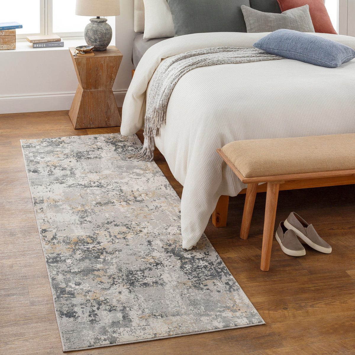 Aisha Machinaal Geweven Vloerkleed — Houtskool / Mosterd | AIS-2303 - colour & pattern