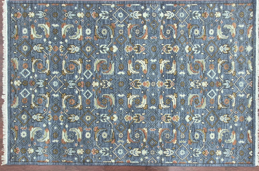 170x245 cm Handgeknoopt oosters Herati-design wollen tapijt in lichtblauw