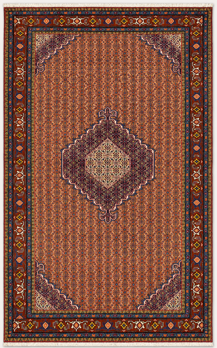 Handgemaakt Perzisch wollen karpet 210x300 - Roze, blauw & bruin vintage medaillon Perzisch stijl kleed - Exacte afmeting 290 cm x 198 cm - KBHM-742