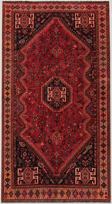 Handgemaakt Perzisch wollen vloerkleed 213x305 cm - Rood tribaal medaillon Perzisch stijl kleed - Exacte afmeting 310 cm x 203 cm - KBHM-946