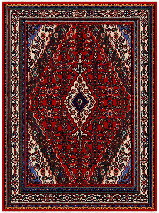 Handgemaakt Perzisch wollen vloerkleed 7x10 - Rood Perzisch tapijt met bloemenmedaillon - Exacte afmeting 9'10" x 6'10" - KBHM-933