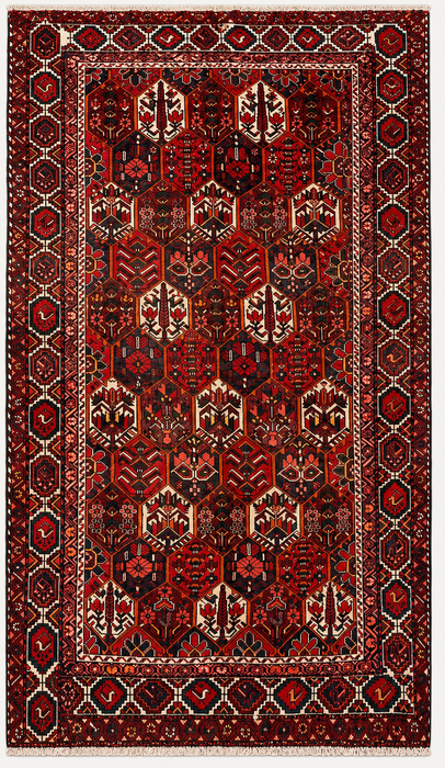 Handgemaakt Perzisch wollen vloerkleed 210x305 - Rood, ivoor & marineblauw geometrisch Perzisch stijl kleed - Exacte afmeting 297 cm x 201 cm - KBHM-823
