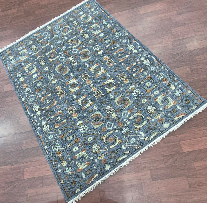 170x245 cm Handgeknoopt oosters Herati-design wollen tapijt in lichtblauw